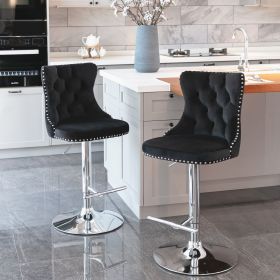 Swivel Velvet Barstools Adjusatble Seat Height From 25-33 Inch, Chrome Base Bar Stools With Backs Comfortable Tufted For Home Pub And Kitchen Island,S Swivel Velvet Barstools Adjusatble Seat Height From 25-33 Inch, Chrome Base Bar Stools With Backs Comfortable Tufted For Home Pub And Kitchen Island,S