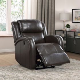 Modern Living Room Furniture 1pc Power Reclining Chair Brown Faux Leather Upholstery Plush Seating Solid Wood Frame Modern Living Room Furniture 1pc Power Reclining Chair Brown Faux Leather Upholstery Plush Seating Solid Wood Frame